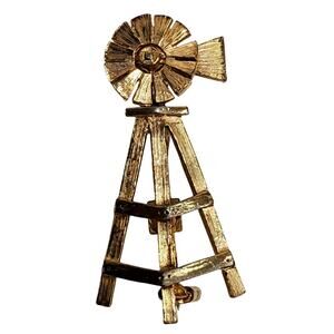 Gold Tone Iowa Windmill Pin Brooch Vtg 1.75" Unsigned